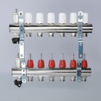 Коллекторная группа с расходомерами и термостатическими клапанами, 8 выходов,  VTc.596.EMNX